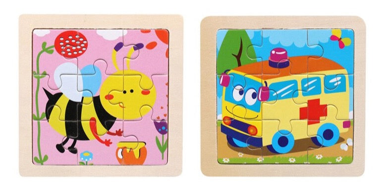Wooden puzzle - Set of 2 (ambulance and bee)